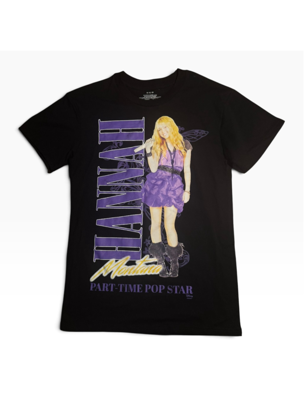 Y2k Disney Hannah Montana Graphic Tee Black Purple Size S